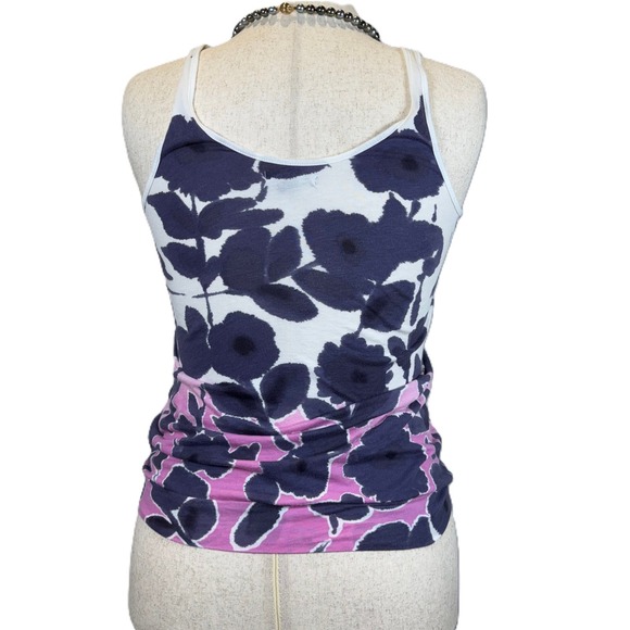 American Eagle Boho Floral Tank Smocked Neckline Small Pink Gray White - Picture 2 of 4